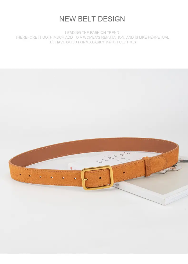 Vintage Brown Leather Belt with Gold Buckle — feature 14