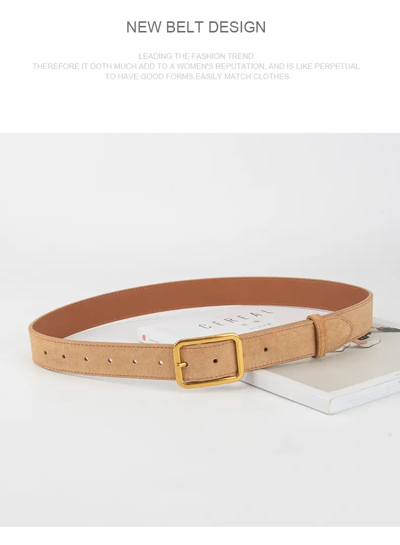 Vintage Brown Leather Belt with Gold Buckle — feature 15