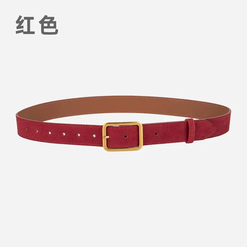 Vintage Brown Leather Belt with Gold Buckle - Image 2