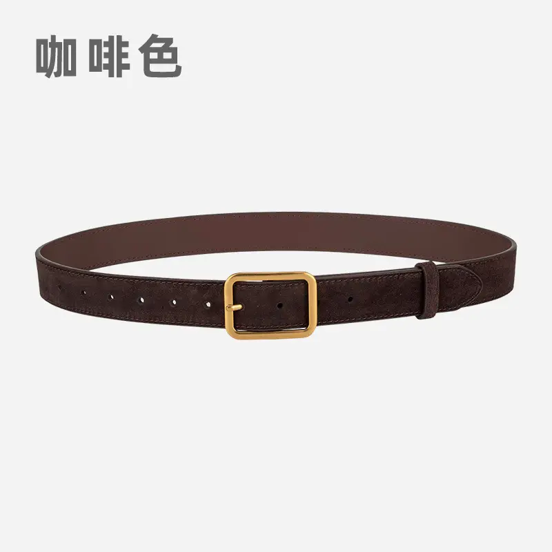 Vintage Brown Leather Belt with Gold Buckle - Image 4