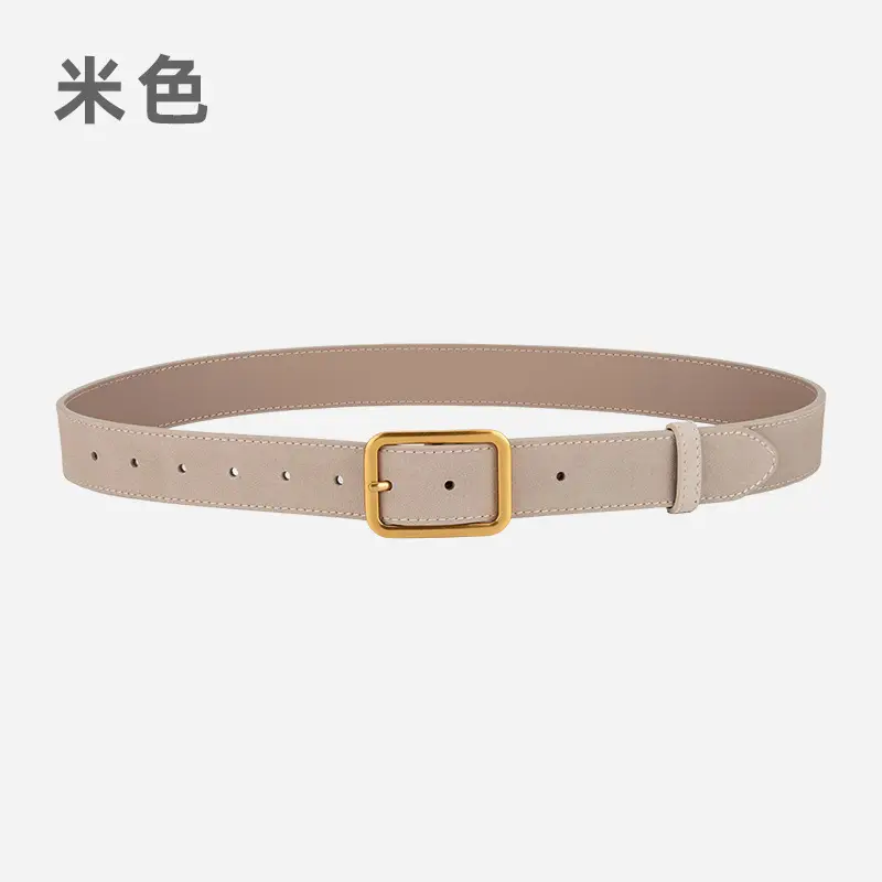 Vintage Brown Leather Belt with Gold Buckle - Image 5