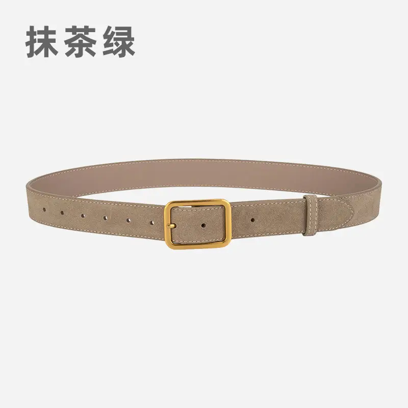 Vintage Brown Leather Belt with Gold Buckle - Image 6