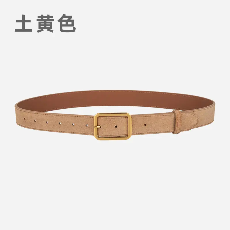Vintage Brown Leather Belt with Gold Buckle - Image 8