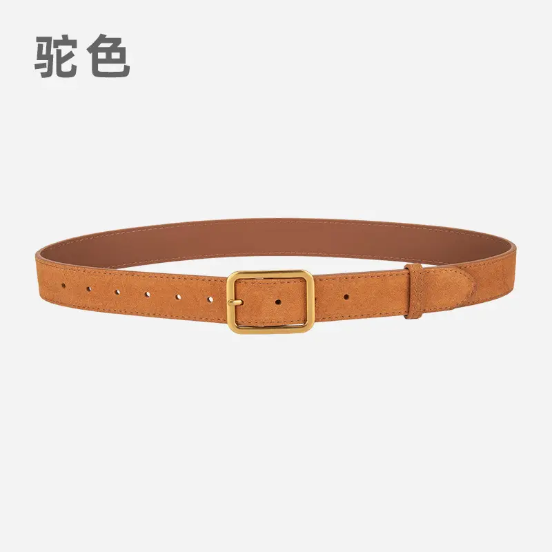 Vintage Brown Leather Belt with Gold Buckle - Image 9
