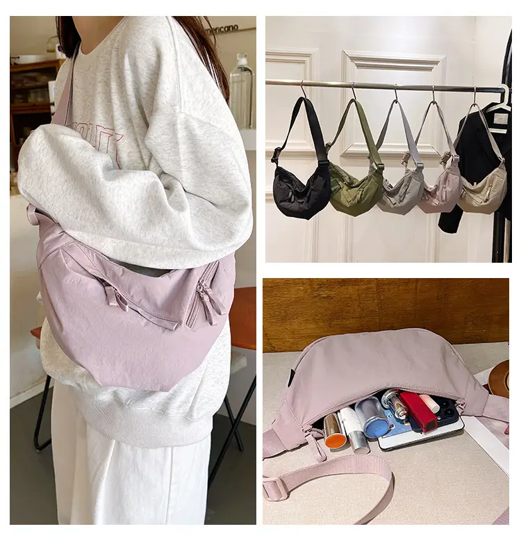 Japanese Style Crossbody Dumpling Bag Men's 2024 New Large Capacity Fitness Neutral Workwear Street Shoulder Crossbody Dumpling Bag — feature 13