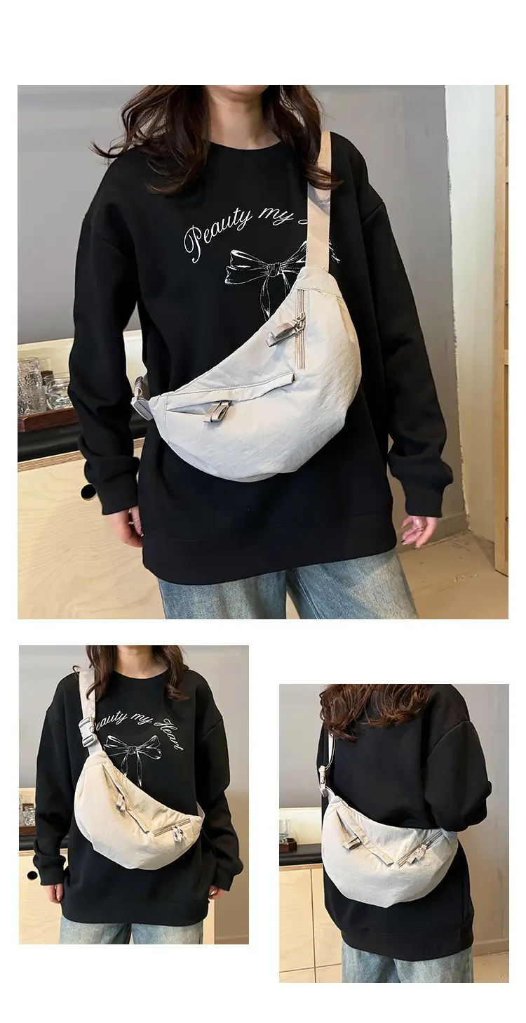 Japanese Style Crossbody Dumpling Bag Men's 2024 New Large Capacity Fitness Neutral Workwear Street Shoulder Crossbody Dumpling Bag — feature 14