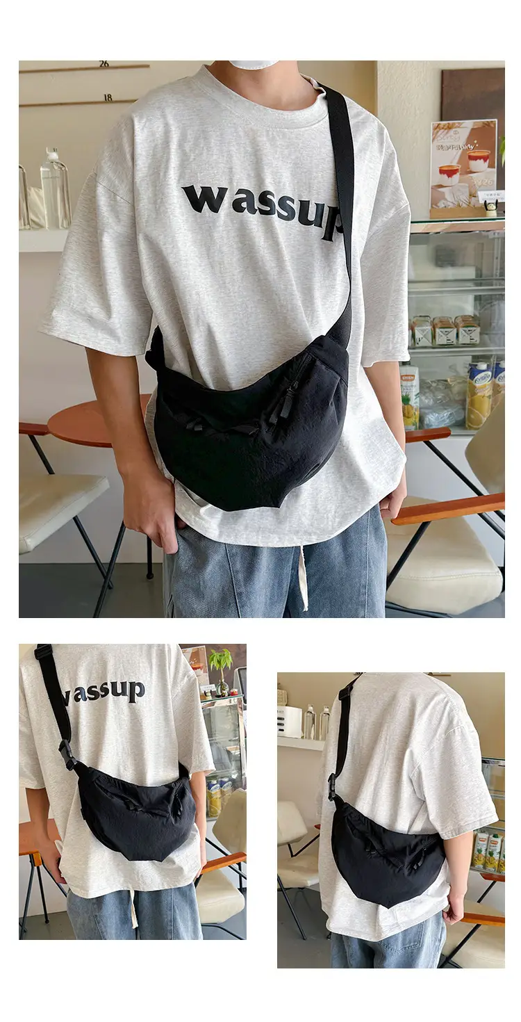 Japanese Style Crossbody Dumpling Bag Men's 2024 New Large Capacity Fitness Neutral Workwear Street Shoulder Crossbody Dumpling Bag — feature 15