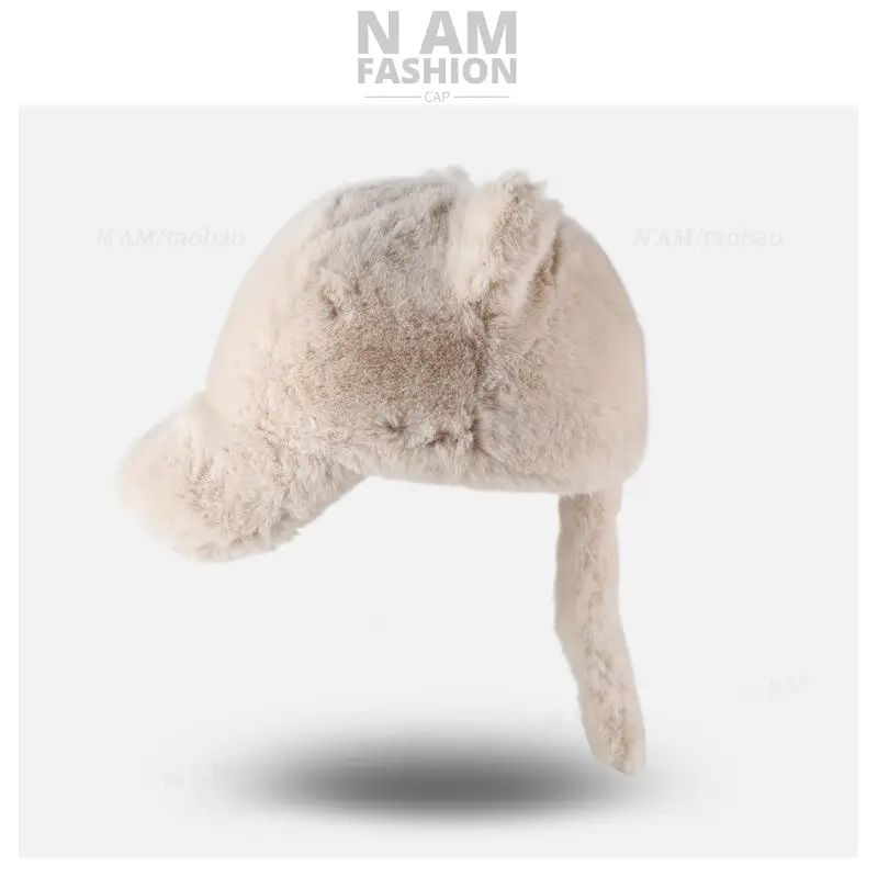 Plush Cat Ears Baseball Cap for Men Women Winter Warm — feature 4