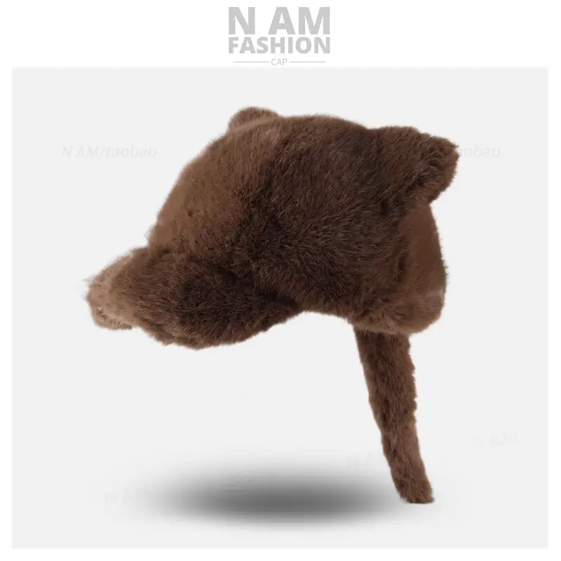 Plush Cat Ears Baseball Cap for Men Women Winter Warm — feature 5