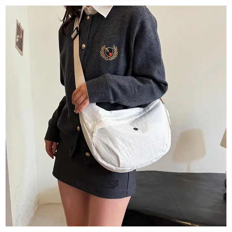New Korean Style Black Nylon Crossbody Bag for Women