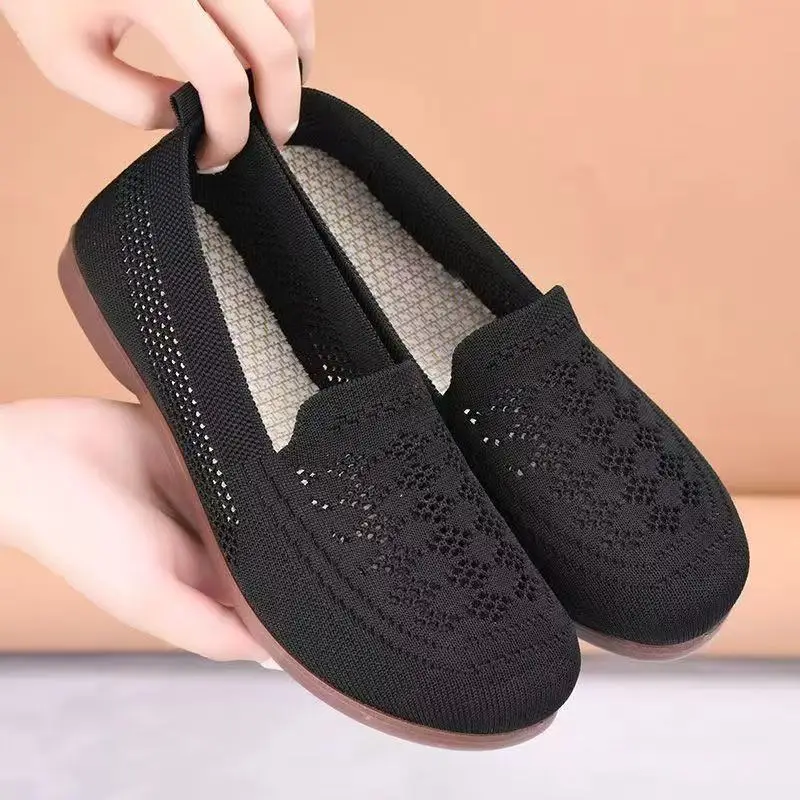 Shoes Women's Autumn New Slip-on Mesh Shoes Bean Shoes Soft Sole Women's Sandals Flat Breathable Mother Shoes Women's Shoes - Image 5