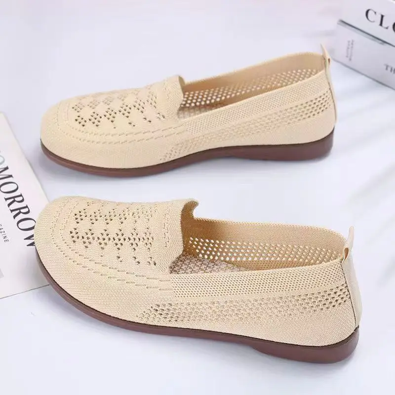 Shoes Women's Autumn New Slip-on Mesh Shoes Bean Shoes Soft Sole Women's Sandals Flat Breathable Mother Shoes Women's Shoes - Image 7