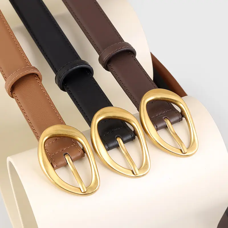 New Women's Brown Pin Buckle Slim Belt - Image 5