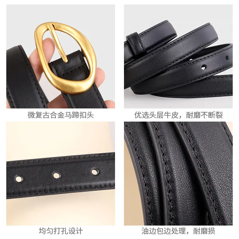New Women's Brown Pin Buckle Slim Belt - Image 6