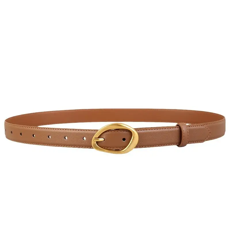 New Women's Brown Pin Buckle Slim Belt - Image 8