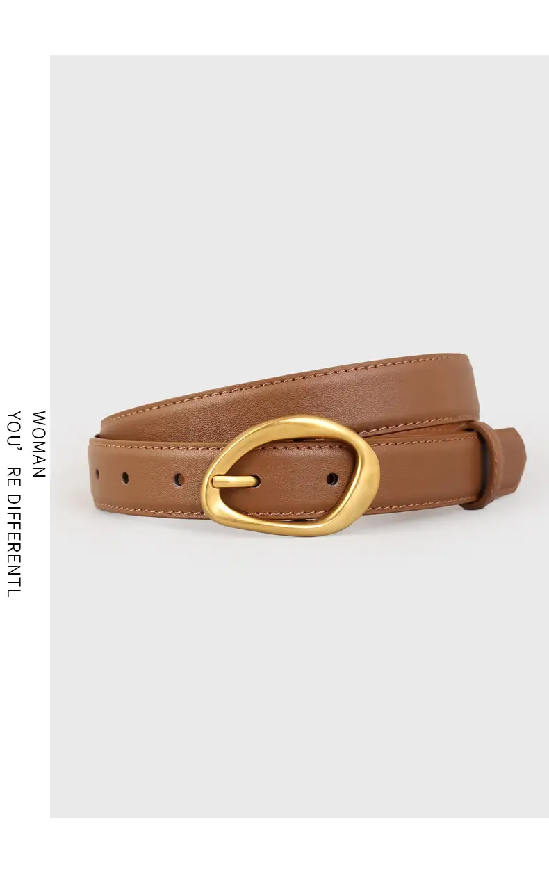 New Women's Brown Pin Buckle Slim Belt β feature 12