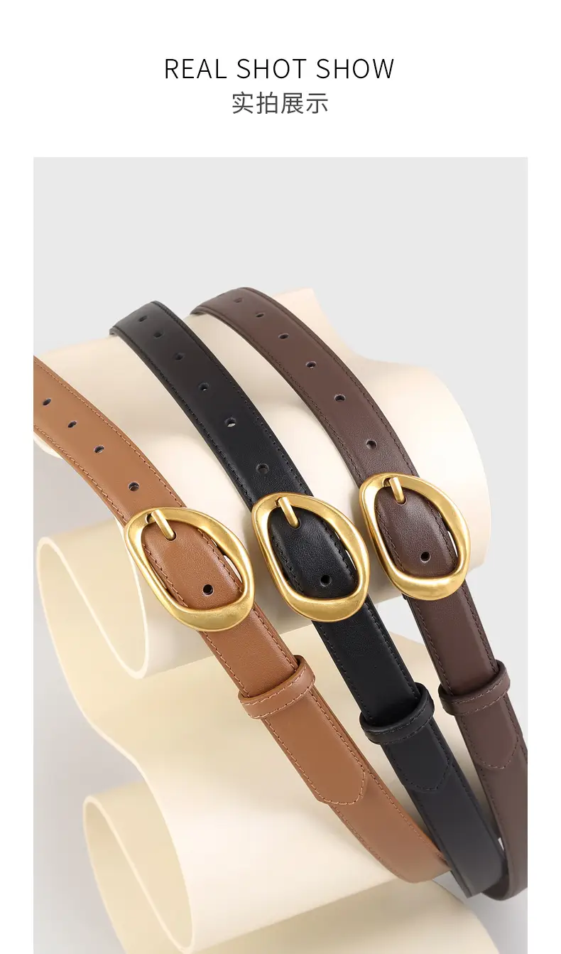 New Women's Brown Pin Buckle Slim Belt β feature 14