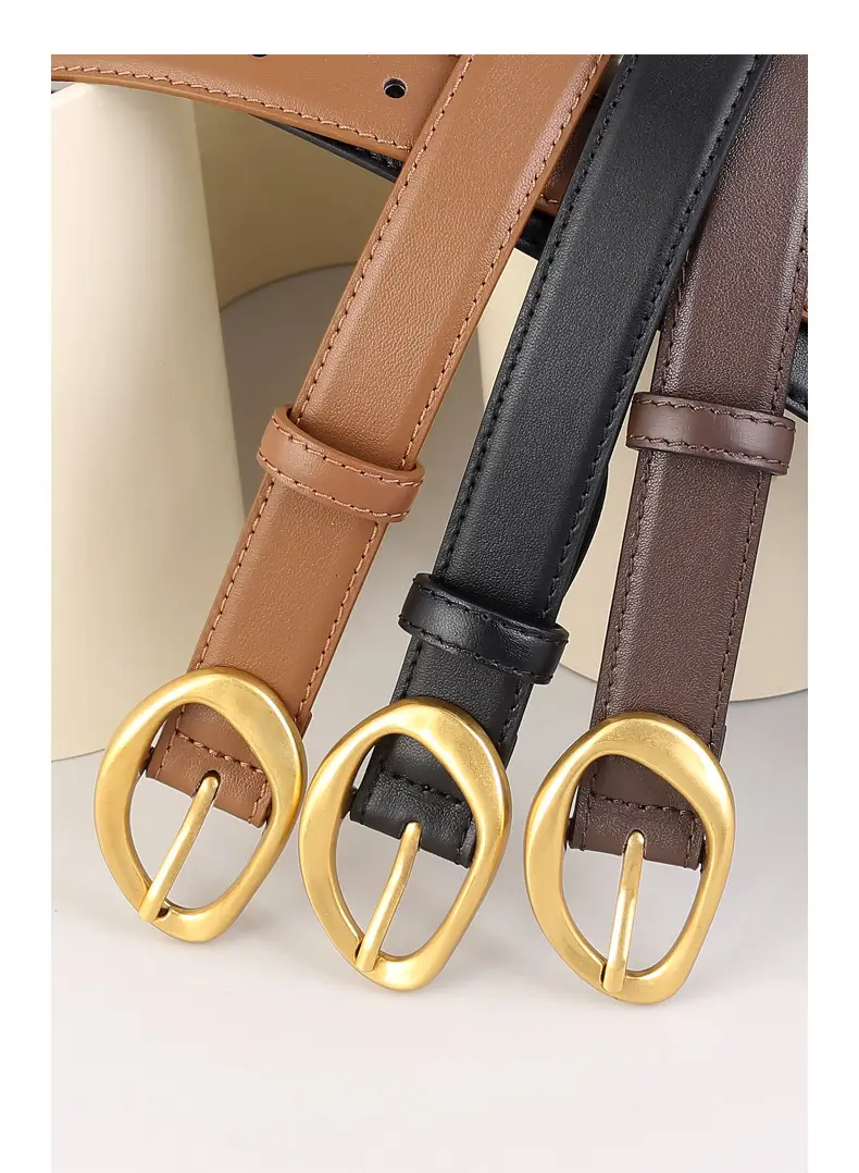 New Women's Brown Pin Buckle Slim Belt β feature 15