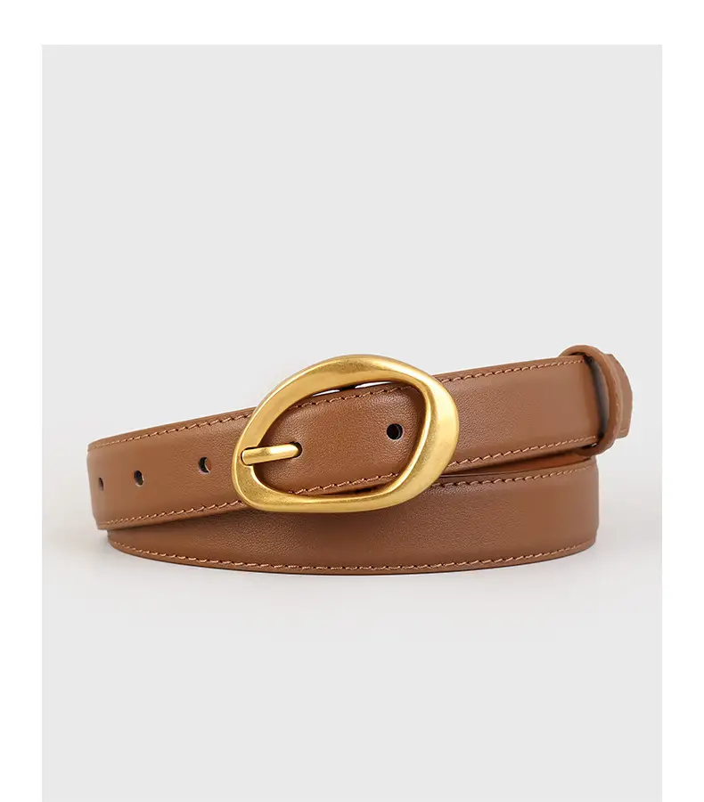 New Women's Brown Pin Buckle Slim Belt β feature 18
