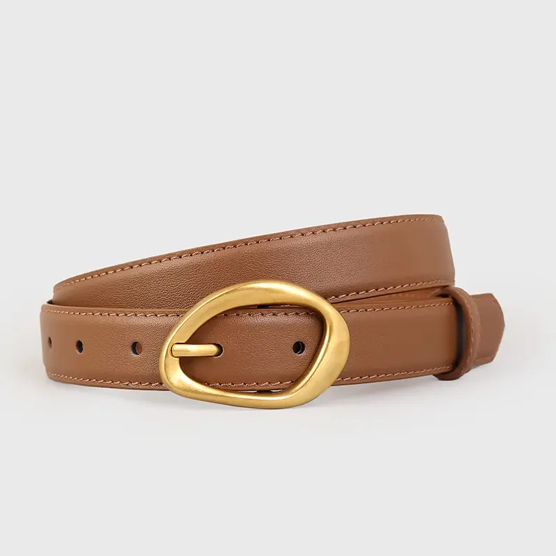 New Women's Brown Pin Buckle Slim Belt - Image 2