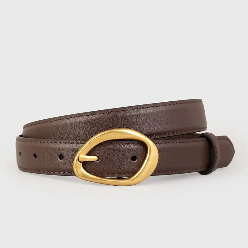 New Women's Brown Pin Buckle Slim Belt - Image 3