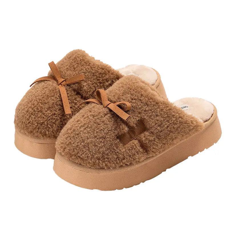 Thick Bottom Chanel Style Cotton Slippers Women's Winter New Princess Cotton Slippers Heightened Warm Home Shit Feeling Student Indoor