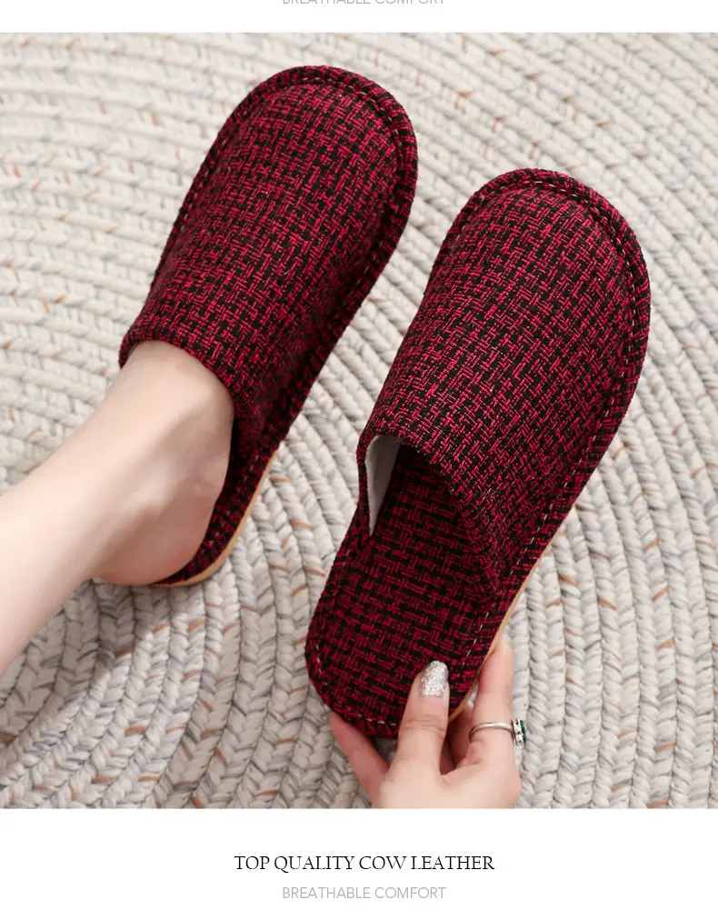 Spring and Autumn Slippers Household Men's and Women's Home Fabric Indoor Non-Slip Floor Soft Bottom Floor Odor-Resistant Hospitality Cotton Slippers — feature 10