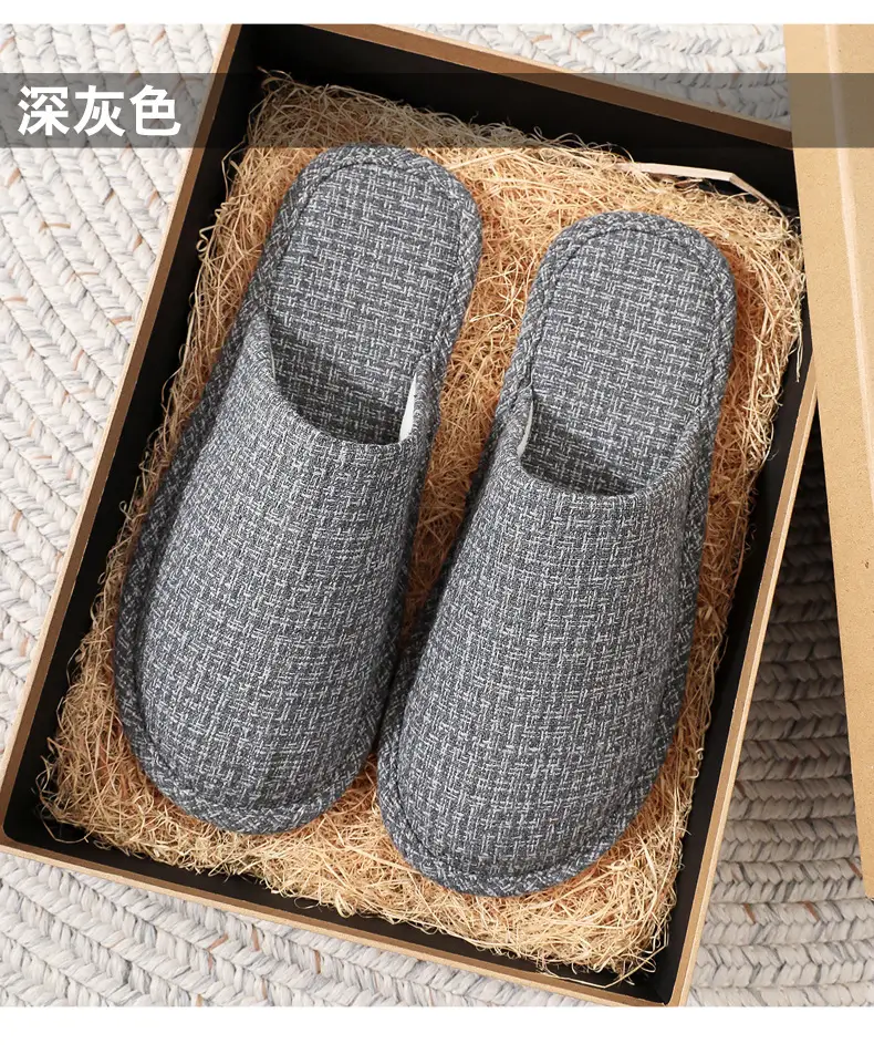 Spring and Autumn Slippers Household Men's and Women's Home Fabric Indoor Non-Slip Floor Soft Bottom Floor Odor-Resistant Hospitality Cotton Slippers — feature 18