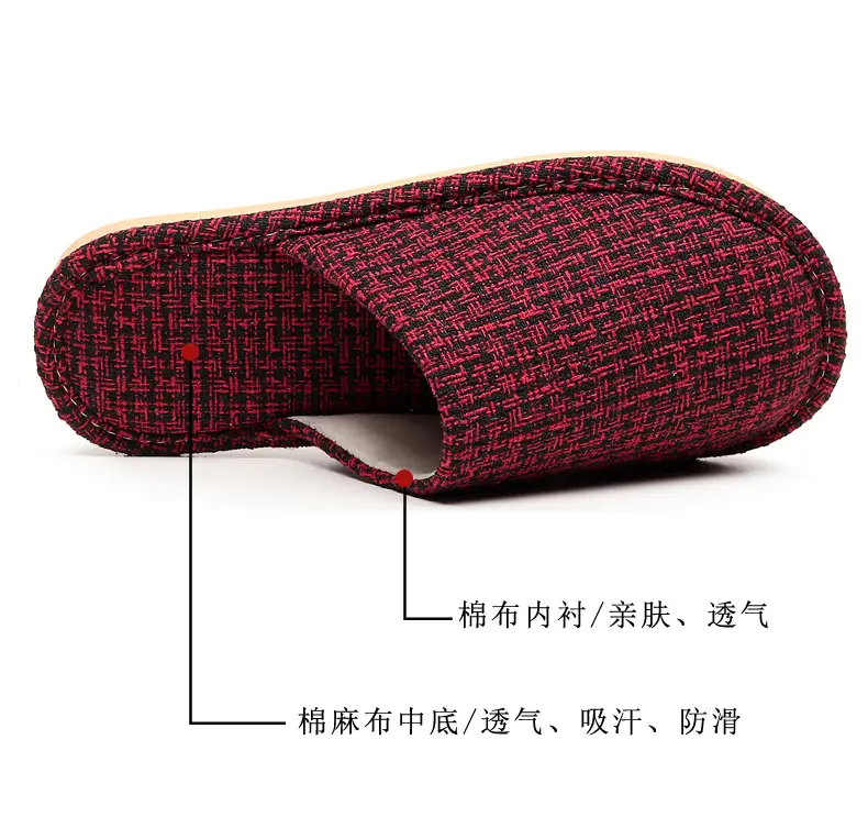 Spring and Autumn Slippers Household Men's and Women's Home Fabric Indoor Non-Slip Floor Soft Bottom Floor Odor-Resistant Hospitality Cotton Slippers — feature 7