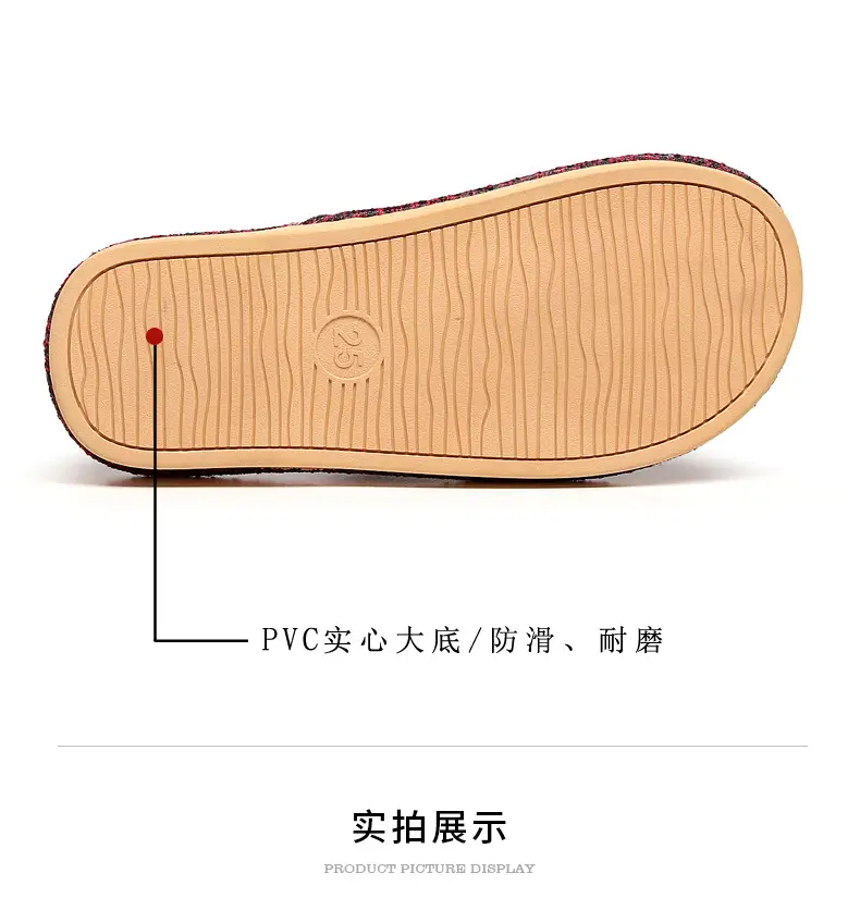 Spring and Autumn Slippers Household Men's and Women's Home Fabric Indoor Non-Slip Floor Soft Bottom Floor Odor-Resistant Hospitality Cotton Slippers — feature 8