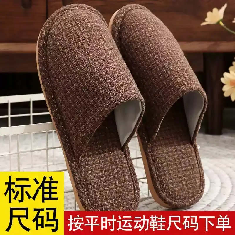 Spring and Autumn Slippers Household Men's and Women's Home Fabric Indoor Non-Slip Floor Soft Bottom Floor Odor-Resistant Hospitality Cotton Slippers - Image 4