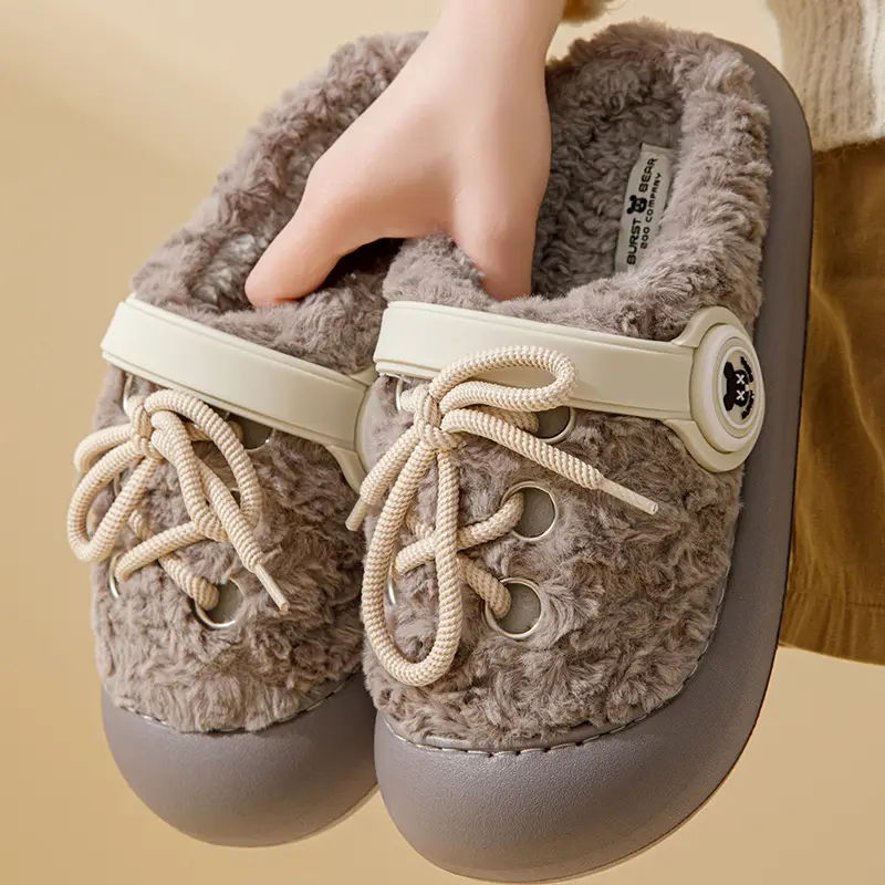Couple Cute Cotton Slippers Women's 2024 New Winter Plush Thick Sole Non-Slip Moon Shoes Home Indoor Autumn and Winter - Image 4
