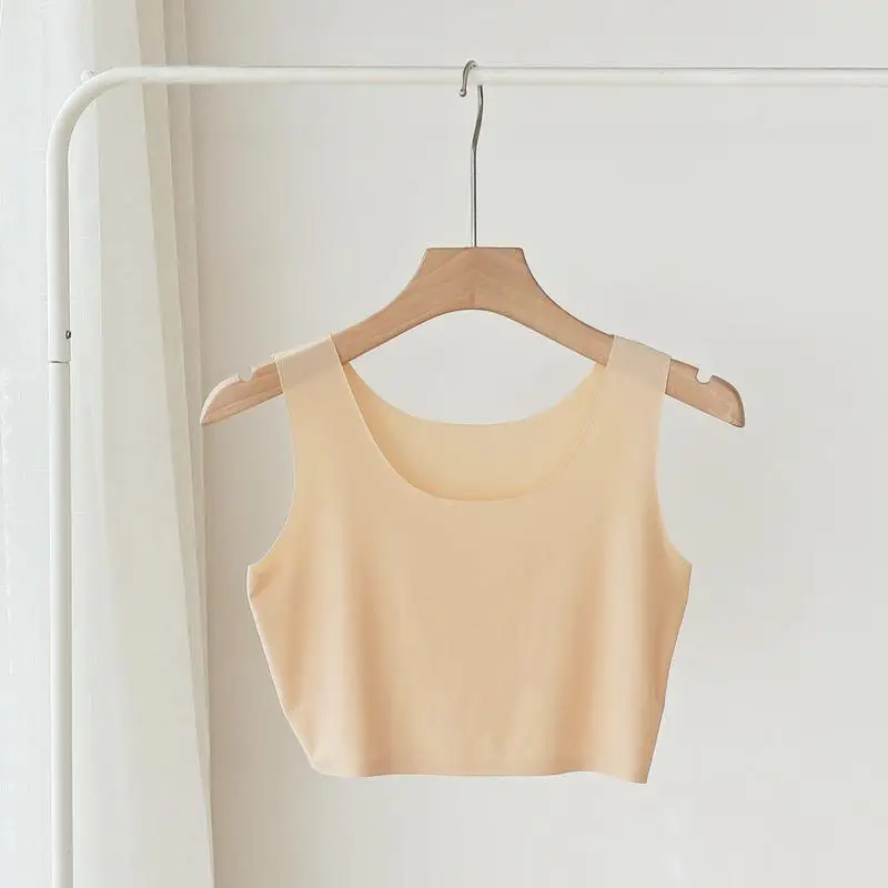 Summer ultra-thin ice silk seamless sling vest women's short anti-light breathable inner wear top