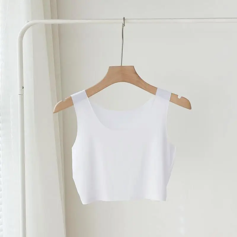 Summer ultra-thin ice silk seamless sling vest women's short anti-light breathable inner wear top