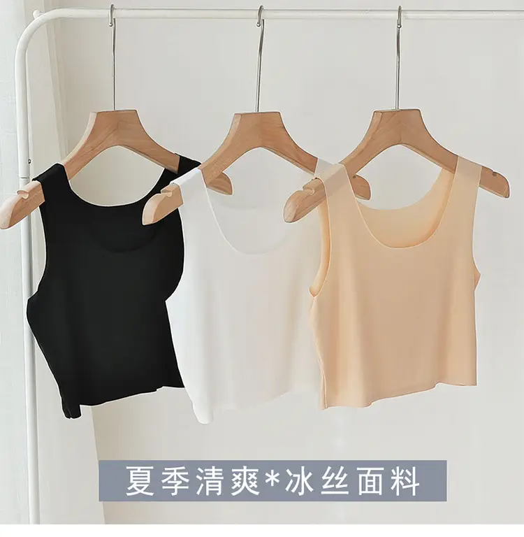 Summer ultra-thin ice silk seamless sling vest women's short anti-light breathable inner wear top — feature 1