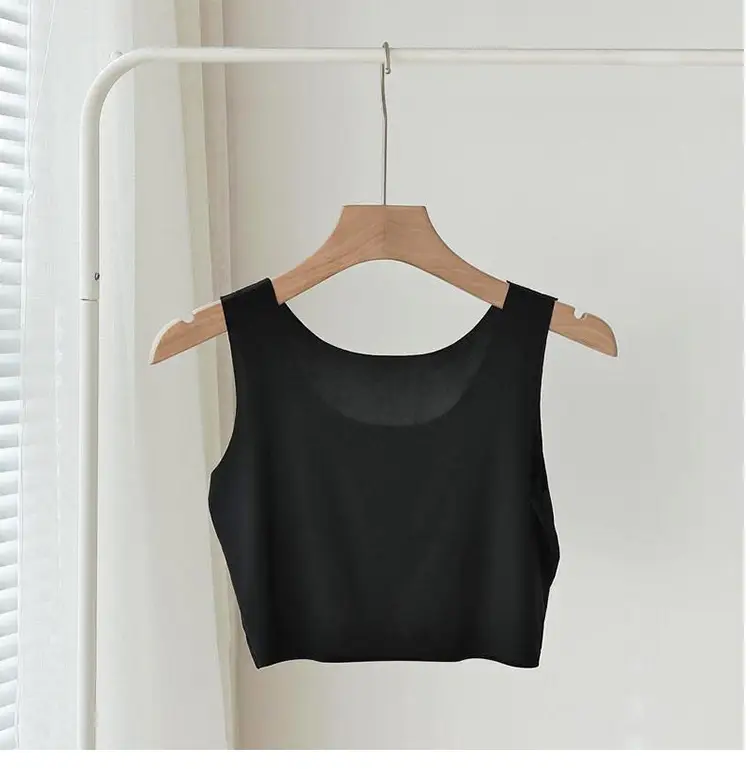 Summer ultra-thin ice silk seamless sling vest women's short anti-light breathable inner wear top — feature 11