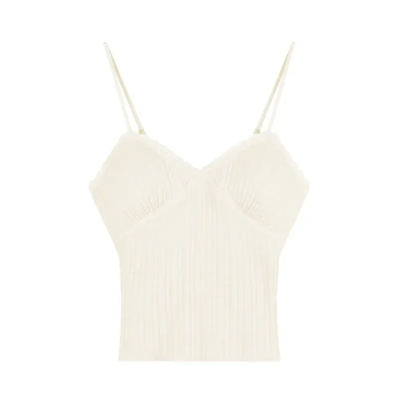 White Lace bm All-match Small Vest with Camisole Women's New French Style Sweet and Hot Inner Base Top with Chest Pad for Outer Wear