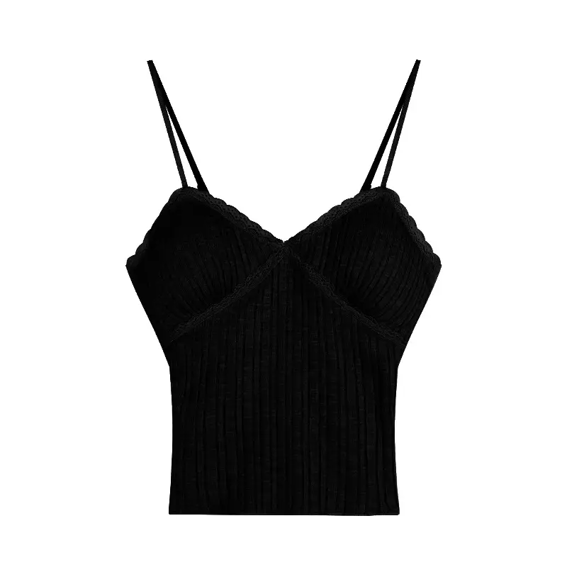 White Lace bm All-match Small Vest with Camisole Women's New French Style Sweet and Hot Inner Base Top with Chest Pad for Outer Wear