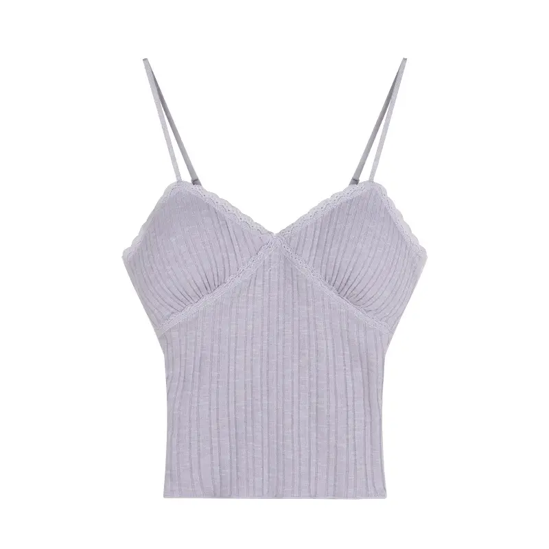 White Lace bm All-match Small Vest with Camisole Women's New French Style Sweet and Hot Inner Base Top with Chest Pad for Outer Wear