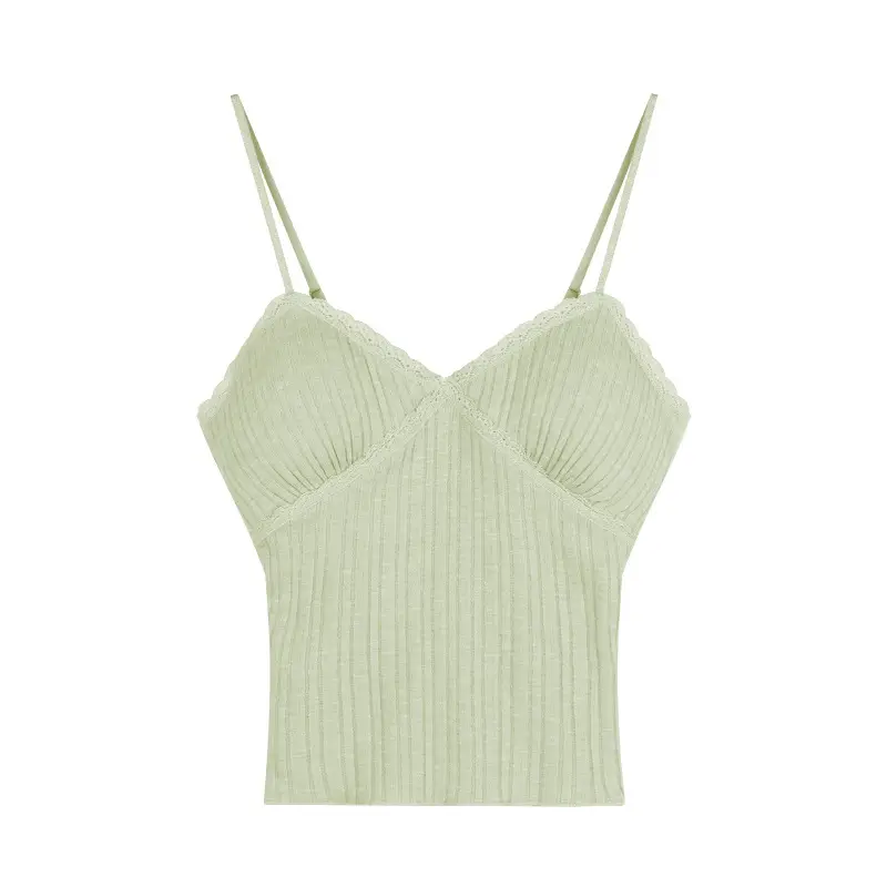 White Lace bm All-match Small Vest with Camisole Women's New French Style Sweet and Hot Inner Base Top with Chest Pad for Outer Wear