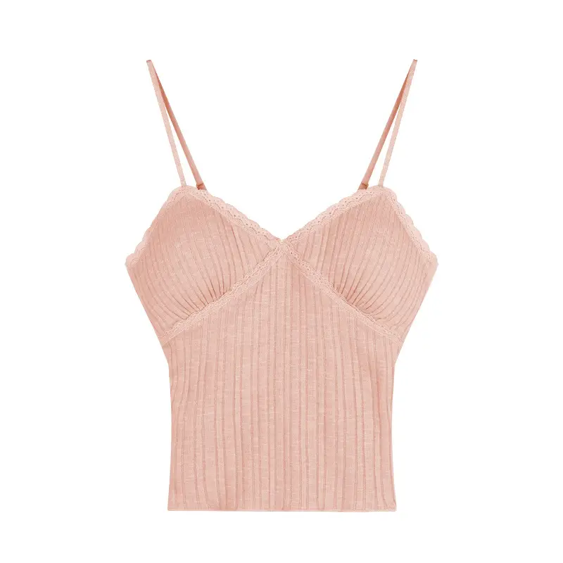 White Lace bm All-match Small Vest with Camisole Women's New French Style Sweet and Hot Inner Base Top with Chest Pad for Outer Wear