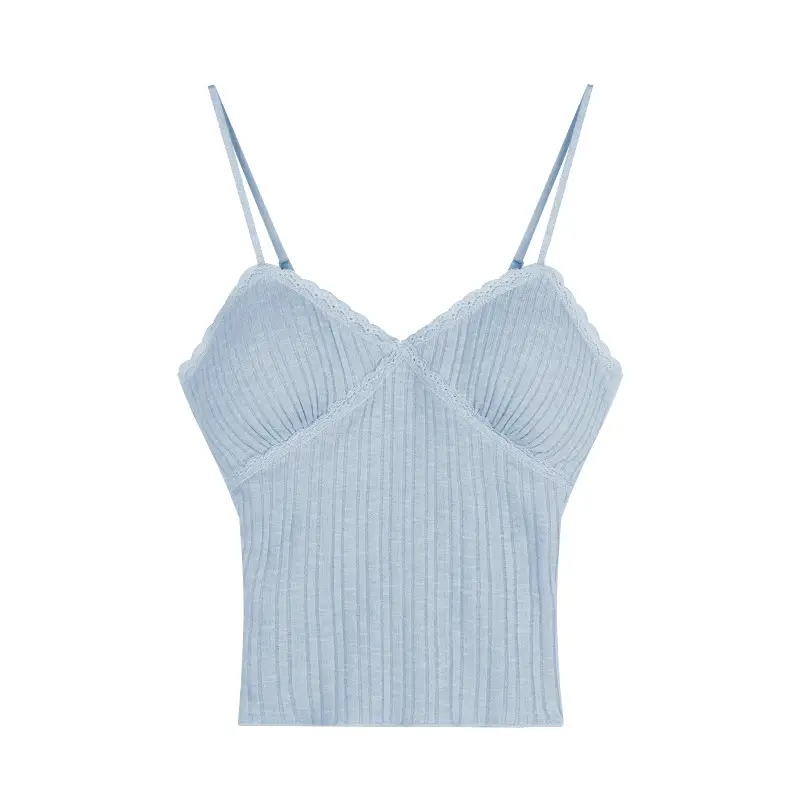 White Lace bm All-match Small Vest with Camisole Women's New French Style Sweet and Hot Inner Base Top with Chest Pad for Outer Wear