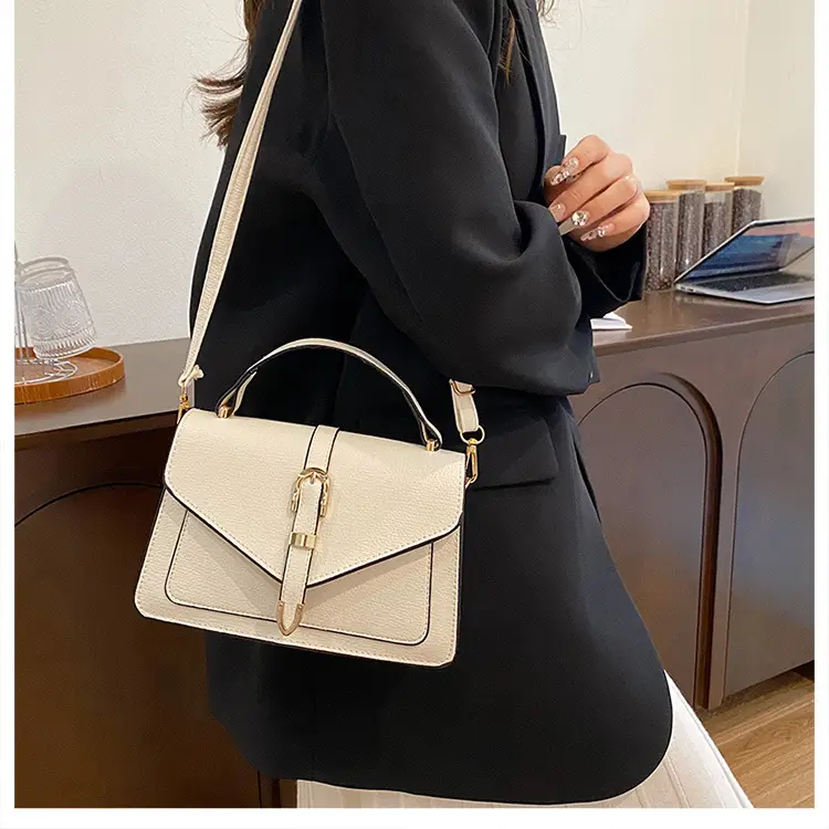 Women's 2024 Winter Messenger Bag Beige Square Shoulder — feature 15