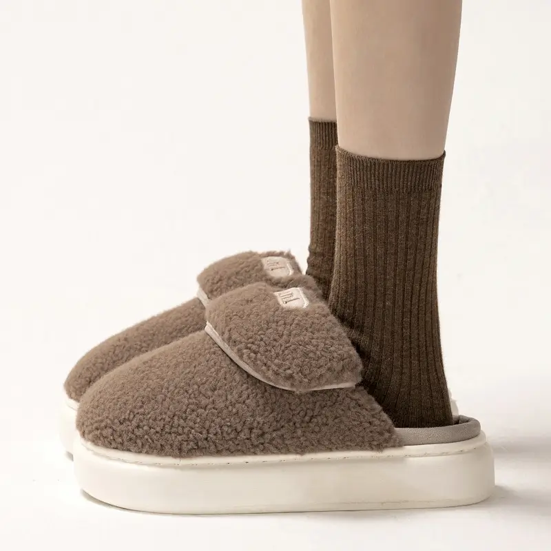 New Cute Baotou Couple Cotton Slippers Women's Winter Indoor Household fleece-lined Warm Thick Slippers for Men - Image 7