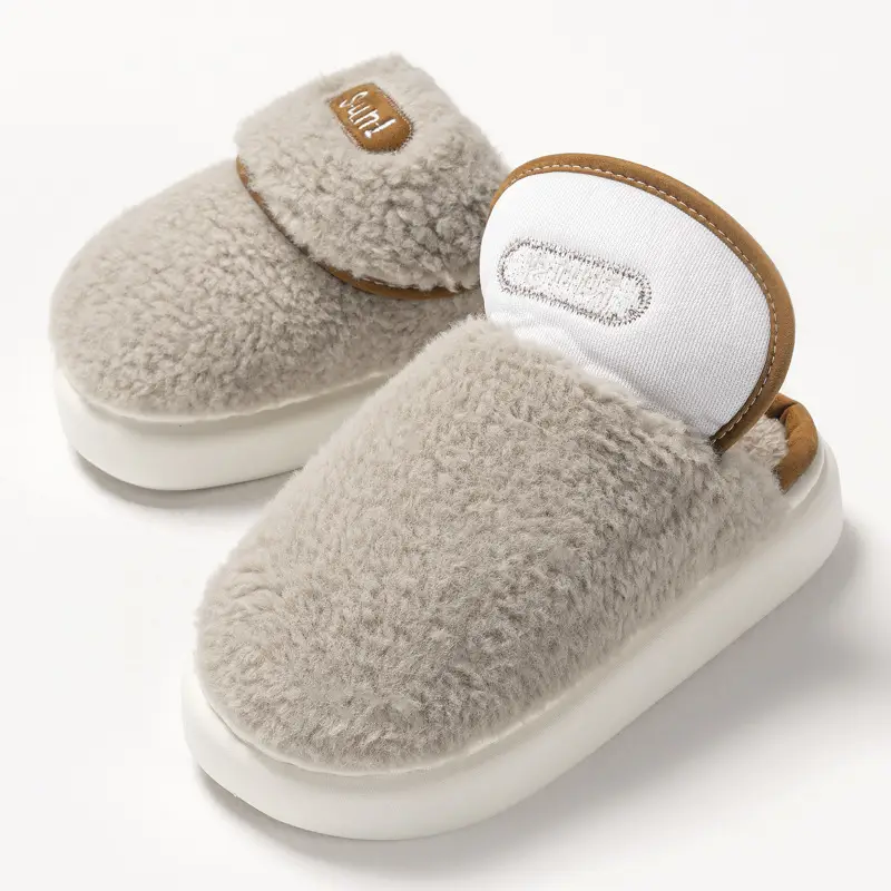 New Cute Baotou Couple Cotton Slippers Women's Winter Indoor Household fleece-lined Warm Thick Slippers for Men - Image 8