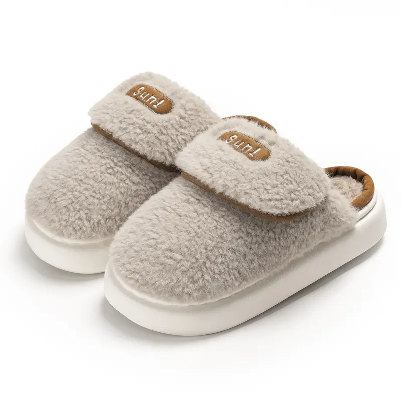 New Cute Baotou Couple Cotton Slippers Women's Winter Indoor Household fleece-lined Warm Thick Slippers for Men - Image 2