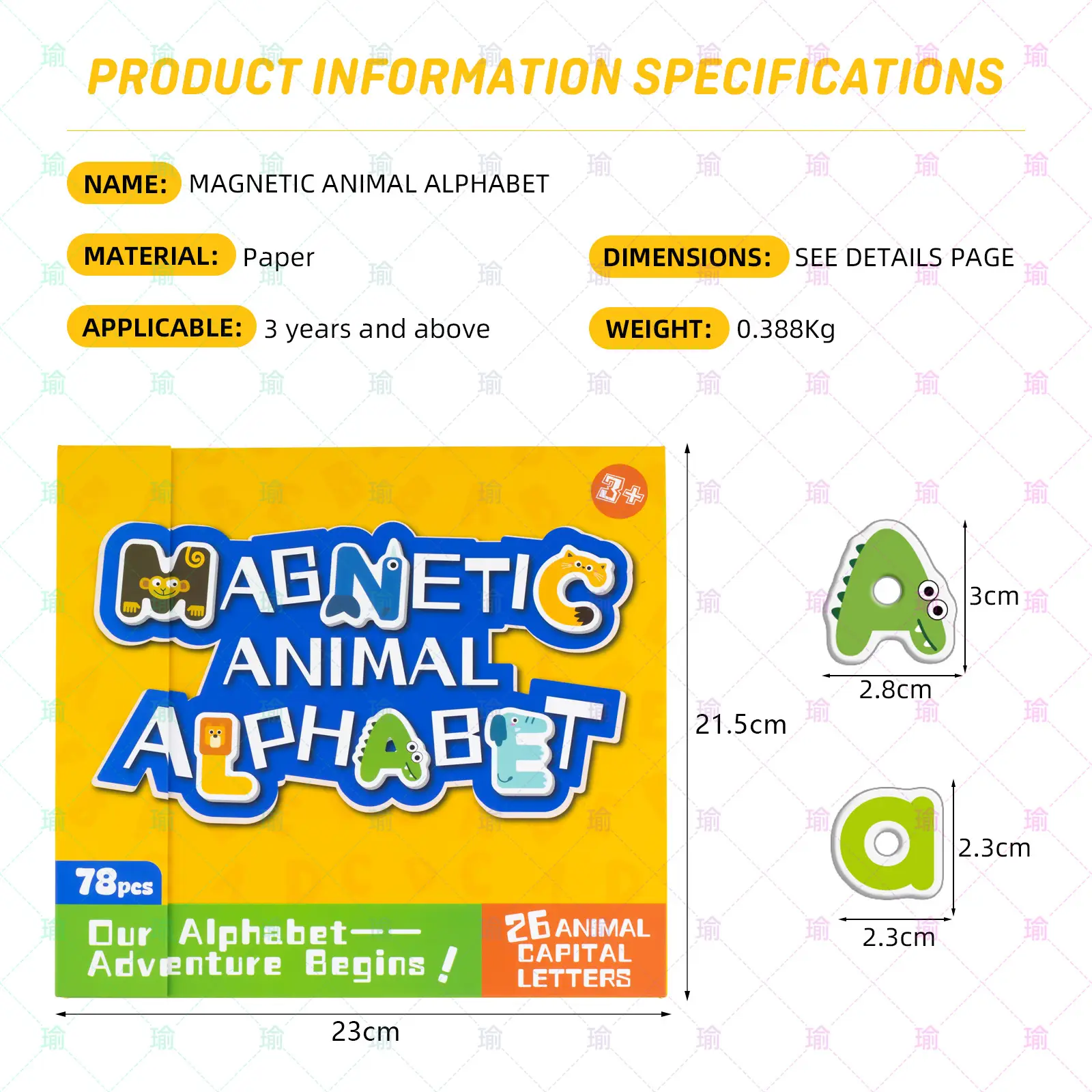 Magnetic English Alphabet Stickers for Baby Learning