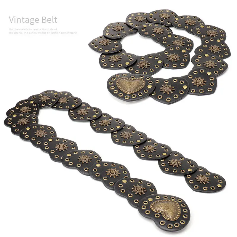 Women's Hollow Spice Belt with Rivet Decor