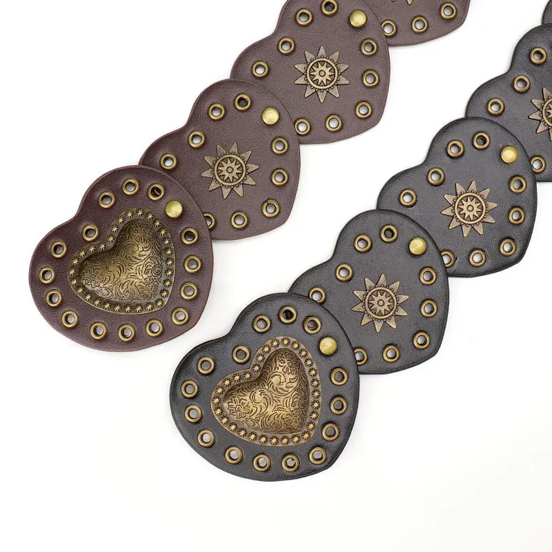 Women's Hollow Spice Belt with Rivet Decor