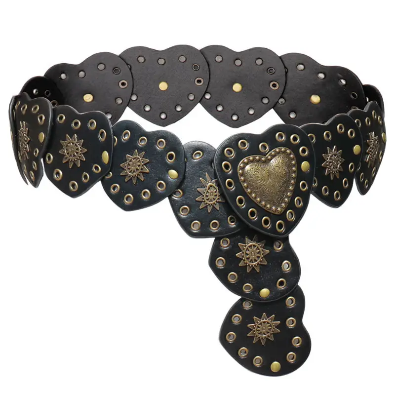Women's Hollow Spice Belt with Rivet Decor